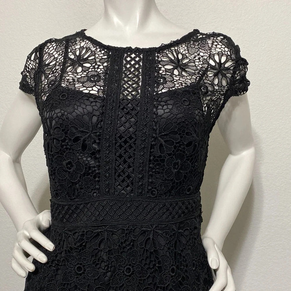 Zara Basic Collection Black Lace Cocktail Dress Size M - Picture 4 of 9